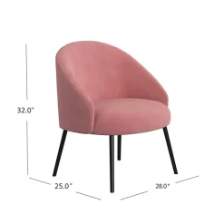 Kirklands Home Accent Chairs|Blush Velvet Modern Accent Chair Pink