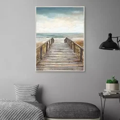 Kirklands Home Canvas Art|Boardwalk To The Beach Framed Canvas Art Print Multi