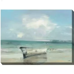 Kirklands Home Outdoor Wall Decor|Boat on Shore Outdoor Canvas Art Print Blue