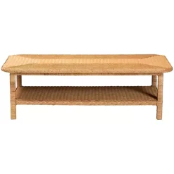 Kirklands Home Coffee Tables|Bohemian Braided Rat Coffee Table Tan