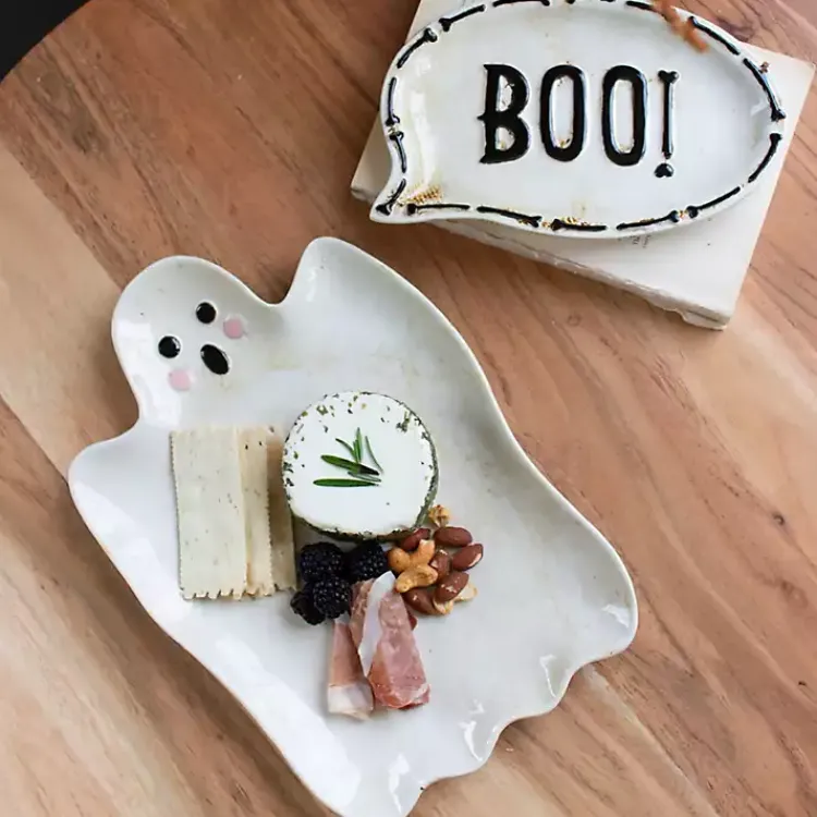 Sale Boo Ghost Ceramic Platters, Set of 2 Halloween