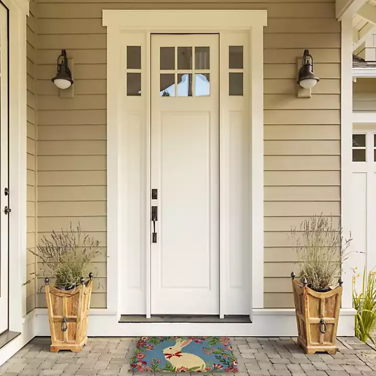 Clearance Bow Tie Bunny Floral Doormat Easter Decorations