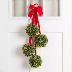 Boxwood and Red Berry Christmas Swag Wreaths