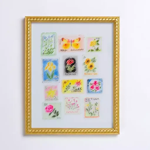 Kirklands Home Framed Art|Brackeen Postage Stamps Framed Art Print Multi