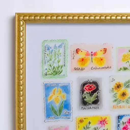Kirklands Home Framed Art|Brackeen Postage Stamps Framed Art Print Multi