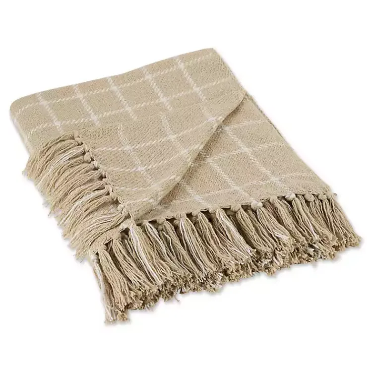 New Brandy Plaid Fringed Throw Blankets & Throws