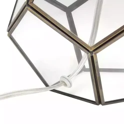 Kirklands Home Table Lamps|Brass and Glass Octagon Table Lamp White