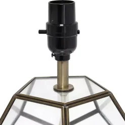 Kirklands Home Table Lamps|Brass and Glass Octagon Table Lamp White