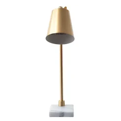 Kirklands Home Table Lamps|Brass Cone Desk Lamp with Marble Base Gold