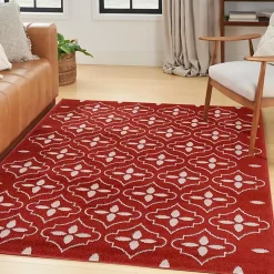 Kirklands Home Outdoor Rugs|Brick & Ivory Quatrefoil Indoor/Outdoor Rug, 4x6