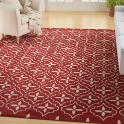 Kirklands Home Outdoor Rugs|Brick & Ivory Quatrefoil Indoor/Outdoor Rug, 8x10