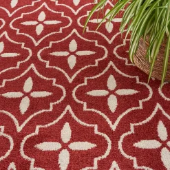 Kirklands Home Outdoor Rugs|Brick & Ivory Quatrefoil Indoor/Outdoor Rug, 8x10