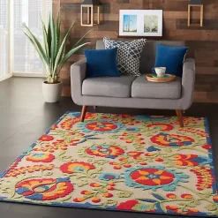 Kirklands Home Outdoor Rugs|Bright Abstract Floral Outdoor Area Rug, 5x7