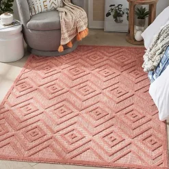 Kirklands Home Outdoor Rugs|Bright Coral Diamond Outdoor Area Rug, 6x9 Orange