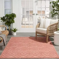 Kirklands Home Outdoor Rugs|Bright Coral Diamond Outdoor Area Rug, 6x9 Orange