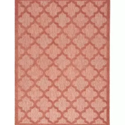 Kirklands Home Outdoor Rugs|Bright Coral Trellis Outdoor Area Rug, 4x6