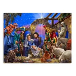 Clearance Bright Nativity Scene Canvas Art Print, 18x24 Christmas Art & Wall Decor