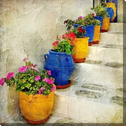 Kirklands Home Outdoor Wall Decor|Bright Pots Outdoor Canvas Art Print Multi