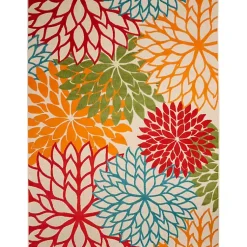 Kirklands Home Outdoor Rugs|Bright Red Floral Burst Outdoor Area Rug, 6x9