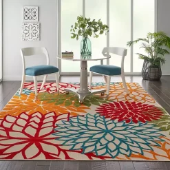 Kirklands Home Outdoor Rugs|Bright Red Floral Burst Outdoor Area Rug, 6x9