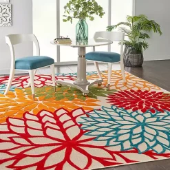 Kirklands Home Outdoor Rugs|Bright Red Floral Burst Outdoor Area Rug, 6x9