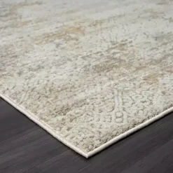 Kirklands Home Area Rugs|Brisbane Beige Faded Damask Area Rug, 5x8