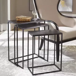 Kirklands Home Accent & End Tables|Bronze & Metal Nesting Side Tables, Set of 3 Black