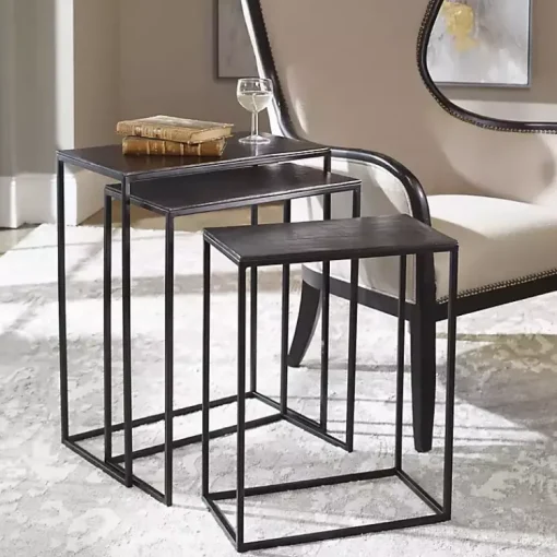 Kirklands Home Accent & End Tables|Bronze & Metal Nesting Side Tables, Set of 3 Black
