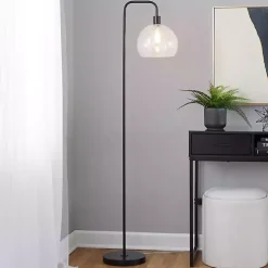 Kirklands Home Floor Lamps|Bronze and Seeded Glass Shade Floor Lamp Clear