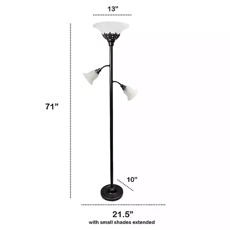 Kirklands Home Floor Lamps|Bronze and White 3-Scallop Glass Floor Lamp Brown