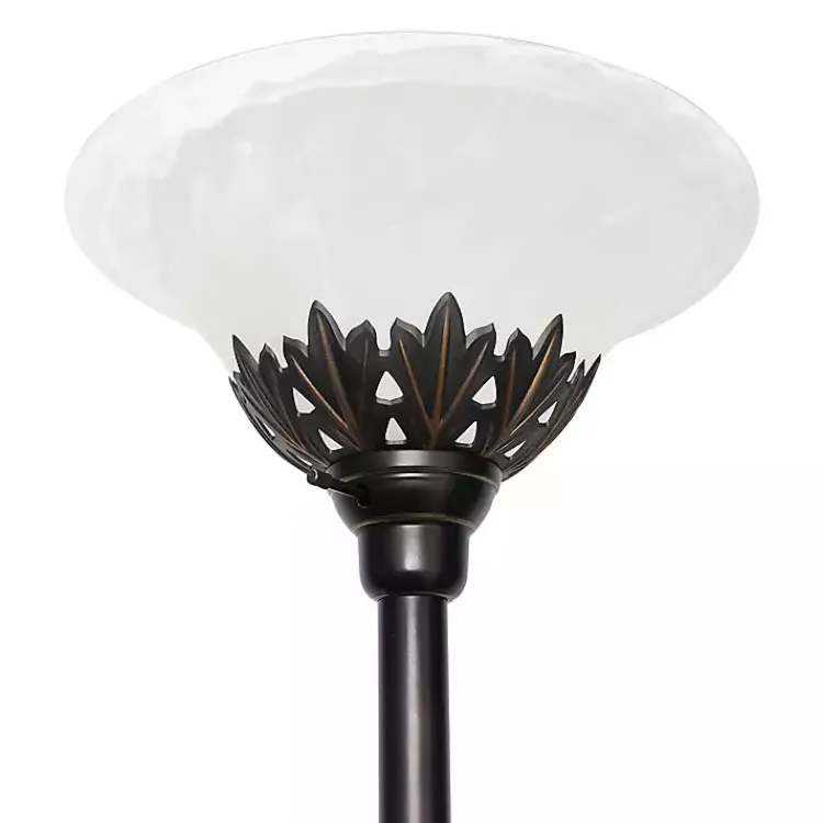 Kirklands Home Floor Lamps|Bronze and White 3-Scallop Glass Floor Lamp Brown