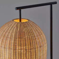 Kirklands Home Floor Lamps|Bronze and Woven Rat Stem Floor Lamp Tan