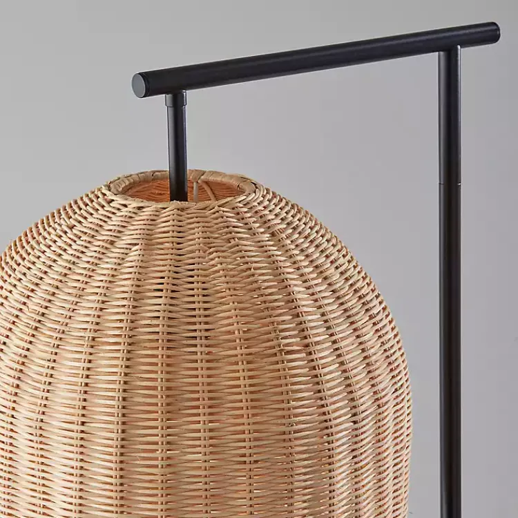 Kirklands Home Floor Lamps|Bronze and Woven Rat Stem Floor Lamp Tan