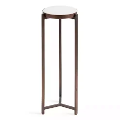 Kirklands Home Accent & End Tables|Bronze Angular Marble Accent Table Gold