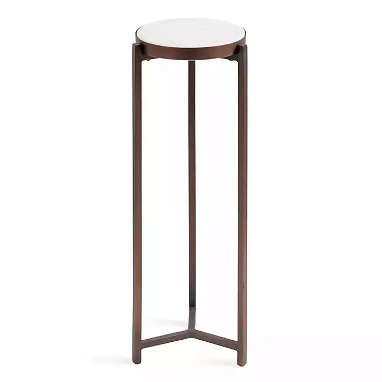 Kirklands Home Accent & End Tables|Bronze Angular Marble Accent Table Gold