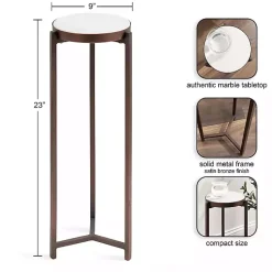 Kirklands Home Accent & End Tables|Bronze Angular Marble Accent Table Gold