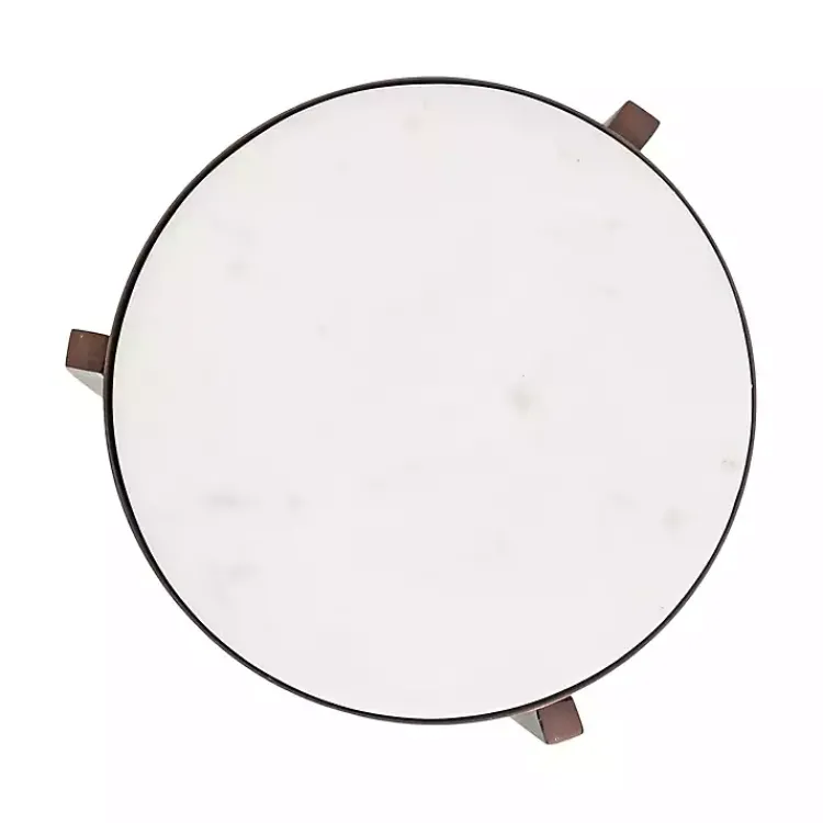 Kirklands Home Accent & End Tables|Bronze Angular Marble Accent Table Gold