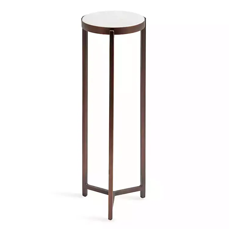 Kirklands Home Accent & End Tables|Bronze Angular Marble Accent Table Gold