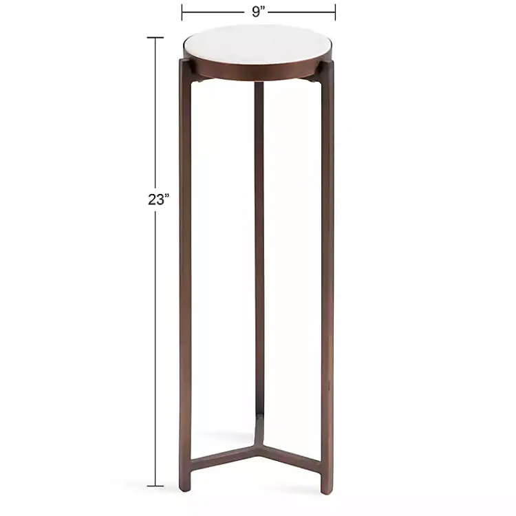 Kirklands Home Accent & End Tables|Bronze Angular Marble Accent Table Gold