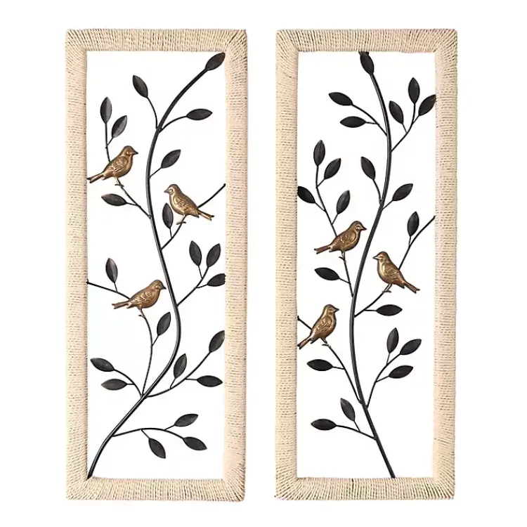 Kirklands Home Wall Plaques|Bronze Bird and Branch Wall Plaques, Set of 2