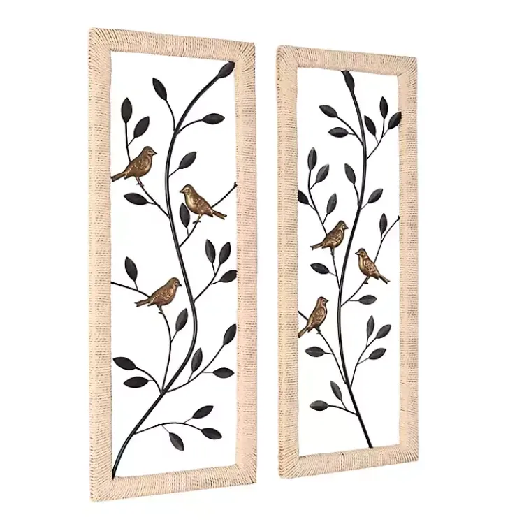 Kirklands Home Wall Plaques|Bronze Bird and Branch Wall Plaques, Set of 2