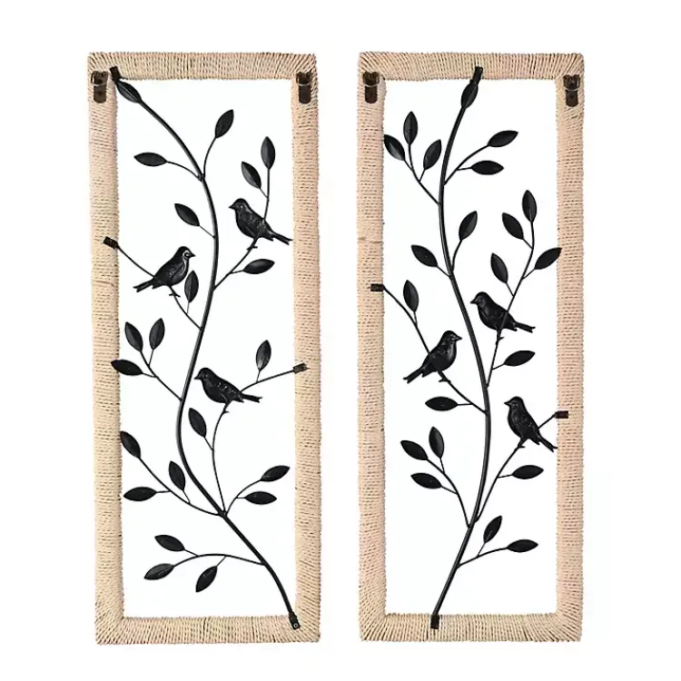 Kirklands Home Wall Plaques|Bronze Bird and Branch Wall Plaques, Set of 2