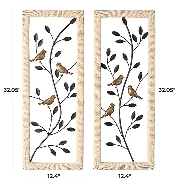 Kirklands Home Wall Plaques|Bronze Bird and Branch Wall Plaques, Set of 2