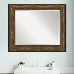 Kirklands Home Decorative Mirrors|Bronze Frame Beveled Mirror, 35.5x29.5 in.