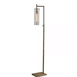 Kirklands Home Floor Lamps|Bronze Glass Cylinder Shade Floor Lamp Clear