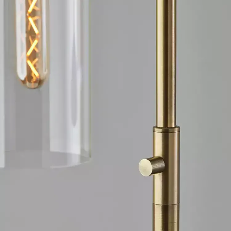 Kirklands Home Floor Lamps|Bronze Glass Cylinder Shade Floor Lamp Clear