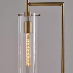 Kirklands Home Floor Lamps|Bronze Glass Cylinder Shade Floor Lamp Clear