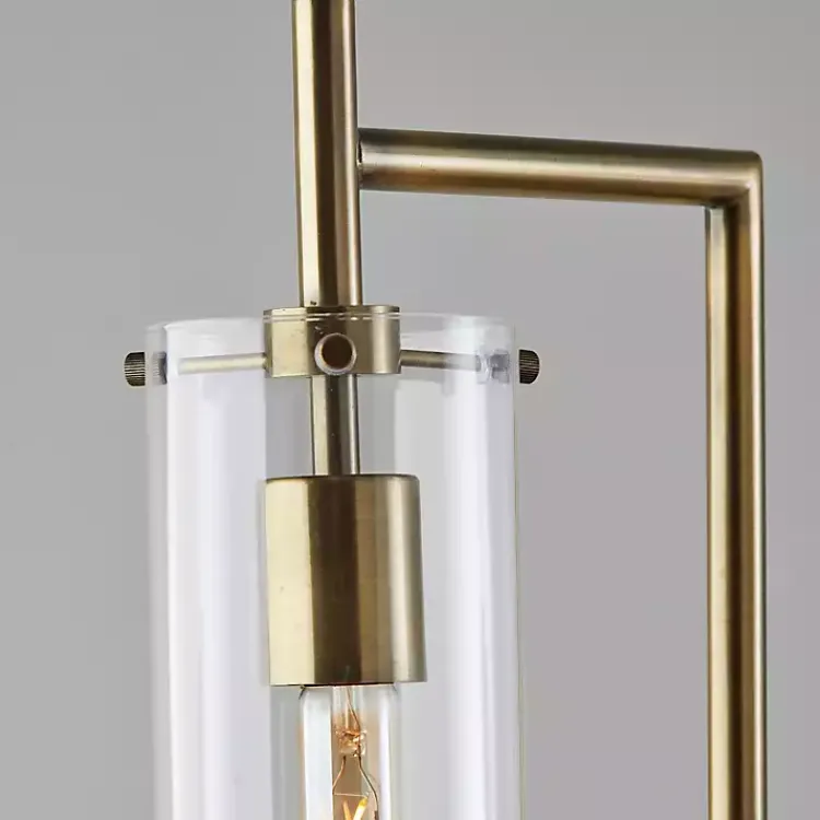 Kirklands Home Floor Lamps|Bronze Glass Cylinder Shade Floor Lamp Clear