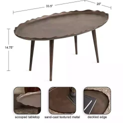 Kirklands Home Coffee Tables|Bronze Metal Deckled Edge Oval Coffee Table Brown
