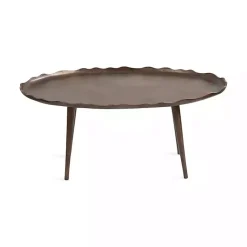 Kirklands Home Coffee Tables|Bronze Metal Deckled Edge Oval Coffee Table Brown